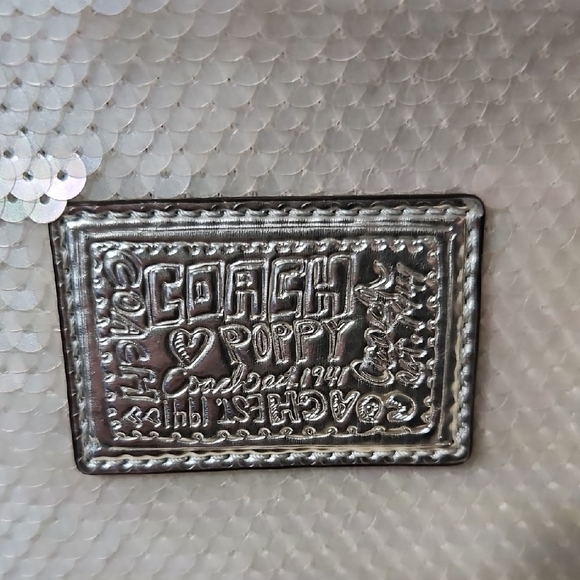 Coach EUC Poppy Silver Sequin Crossbody - Picture 10 of 12